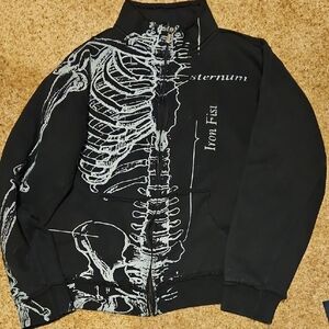 Iron Fist Black and White Skeleton Zip-Up Sweatshirt.